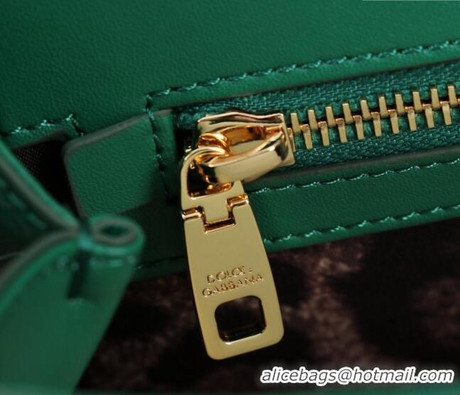 Free Shipping Dolce&Gabbana Elongated Patent Calfskin Large Sicily handbag BB6114 Green 2024