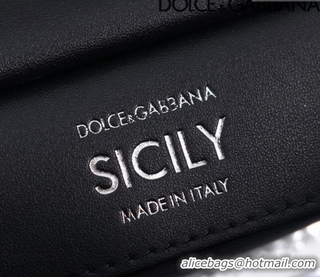 Top Grade Dolce&Gabbana Elongated Glazed Calfskin Small Sicily handbag BB6111 Silver 2024