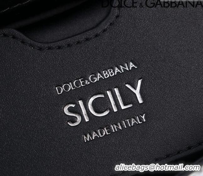 Good Taste Dolce&Gabbana Glazed Calfskin Small Sicily handbag BB6112 Silver 2024