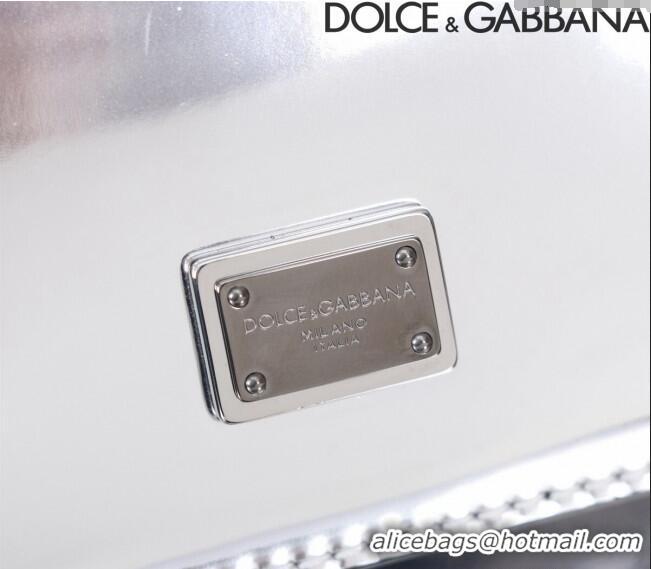 Good Taste Dolce&Gabbana Glazed Calfskin Small Sicily handbag BB6112 Silver 2024