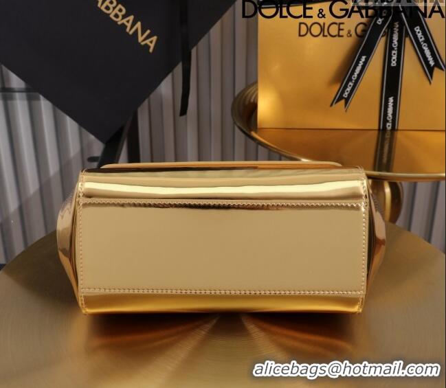 Best Price Dolce&Gabbana Glazed Calfskin Small Sicily handbag BB6112 Gold 2024