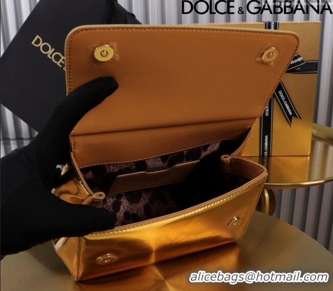 Best Price Dolce&Gabbana Glazed Calfskin Small Sicily handbag BB6112 Gold 2024