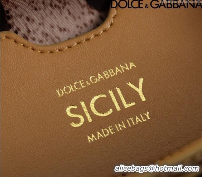 Best Price Dolce&Gabbana Glazed Calfskin Small Sicily handbag BB6112 Gold 2024