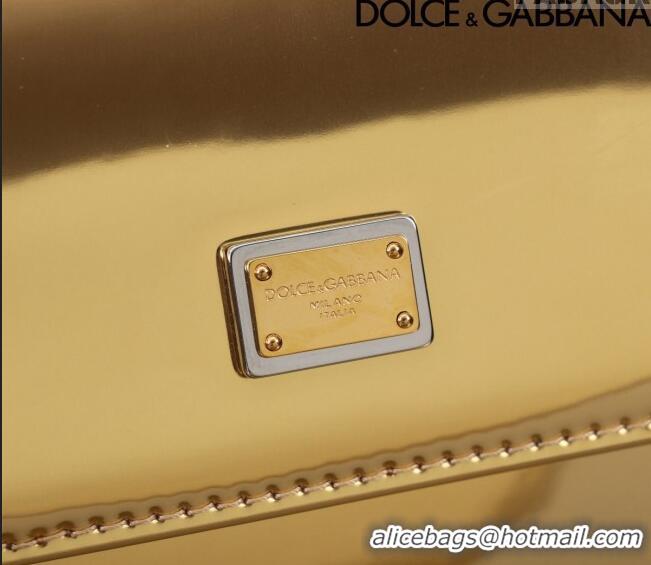 Best Price Dolce&Gabbana Glazed Calfskin Small Sicily handbag BB6112 Gold 2024