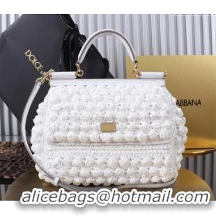 Shop Grade Dolce&Gabbana Raffia Crochet Small Sicily handbag BB6112 White 2024