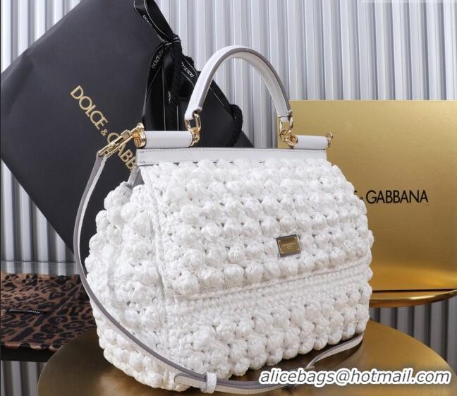 Shop Grade Dolce&Gabbana Raffia Crochet Small Sicily handbag BB6112 White 2024