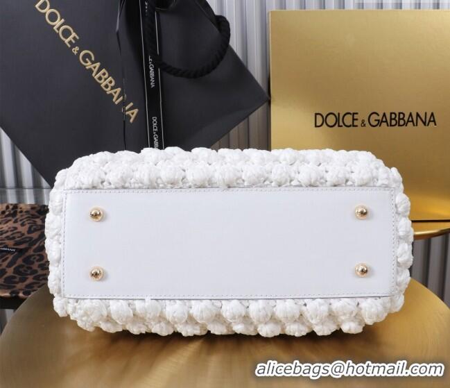 Shop Grade Dolce&Gabbana Raffia Crochet Small Sicily handbag BB6112 White 2024