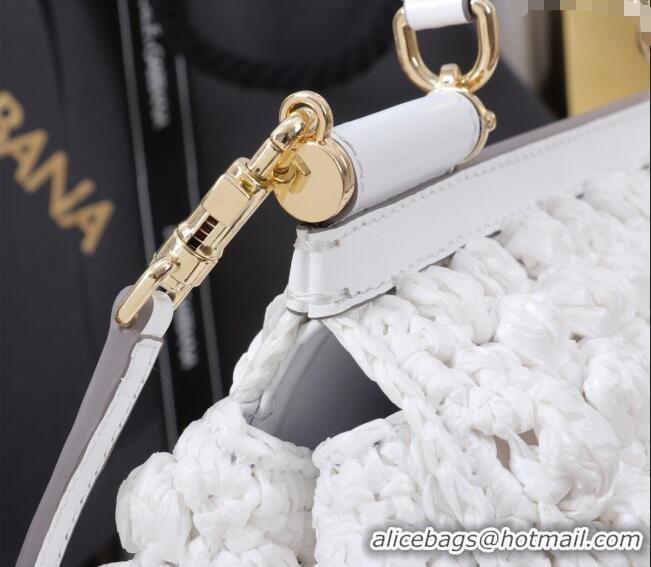 Shop Grade Dolce&Gabbana Raffia Crochet Small Sicily handbag BB6112 White 2024