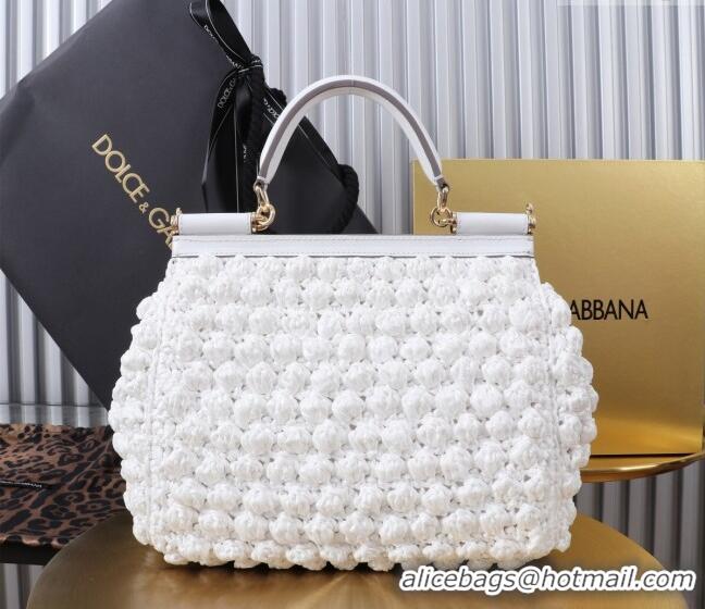 Shop Grade Dolce&Gabbana Raffia Crochet Small Sicily handbag BB6112 White 2024