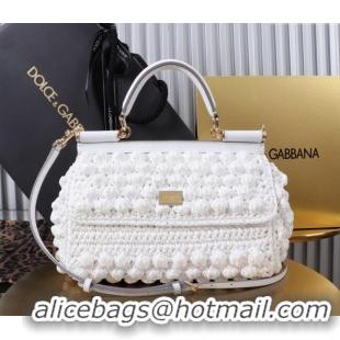 Grade Design Dolce&Gabbana Raffia Crochet Elongated Medium Sicily handbag BB6116 White 2024