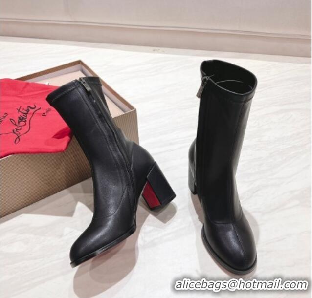 Good Product Christian Louboutin Stretch Leather Ankle Boots 7cm Black 1223117