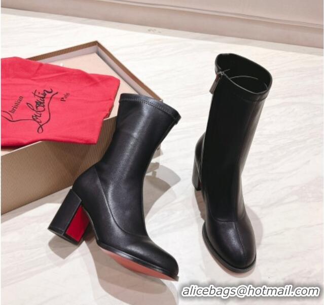 Good Product Christian Louboutin Stretch Leather Ankle Boots 7cm Black 1223117