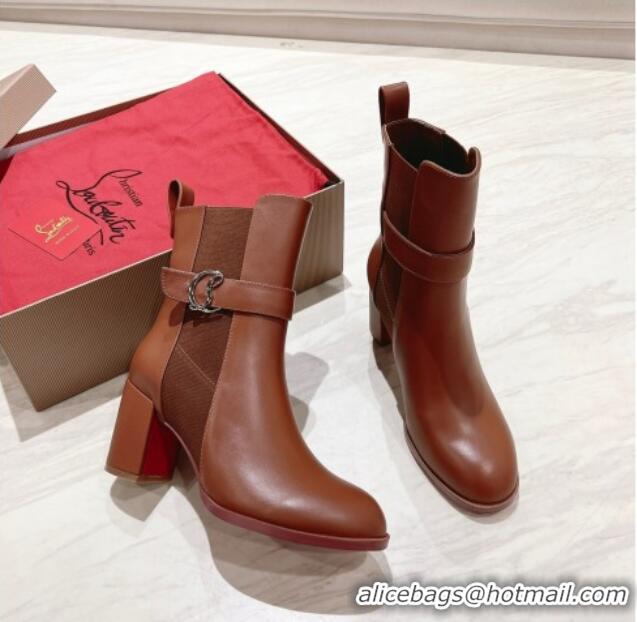 Trendy Design Christian Louboutin CL Chelsea Heel Ankle Boots 7cm in Calf Leather Brown 1223119