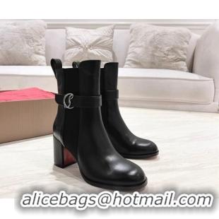 Top Design Christian Louboutin CL Chelsea Heel Ankle Boots 7cm in Calf Leather Black 1223120