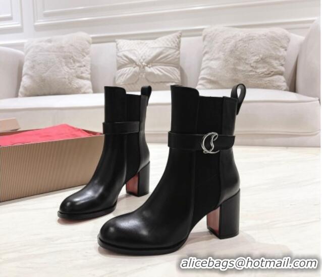 Top Design Christian Louboutin CL Chelsea Heel Ankle Boots 7cm in Calf Leather Black 1223120