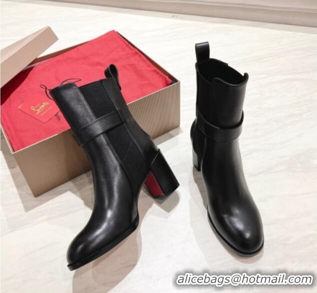 Top Design Christian Louboutin CL Chelsea Heel Ankle Boots 7cm in Calf Leather Black 1223120