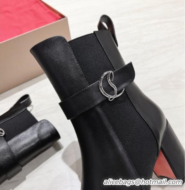 Top Design Christian Louboutin CL Chelsea Heel Ankle Boots 7cm in Calf Leather Black 1223120