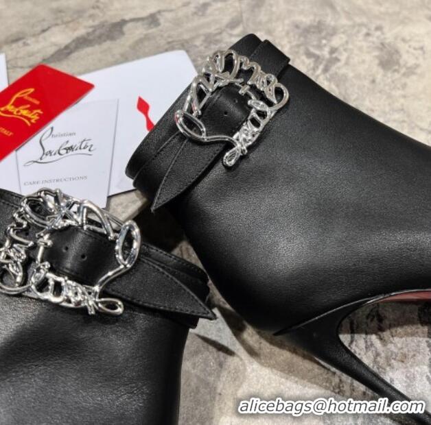 Good Quality Christian Louboutin Giddylina Heel Ankle Boots 10cm in Calf Leather Black 1223122