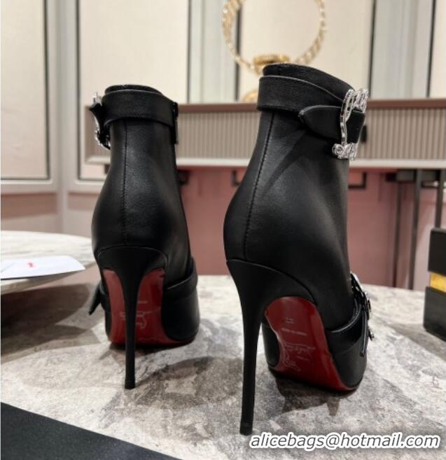 Good Quality Christian Louboutin Giddylina Heel Ankle Boots 10cm in Calf Leather Black 1223122