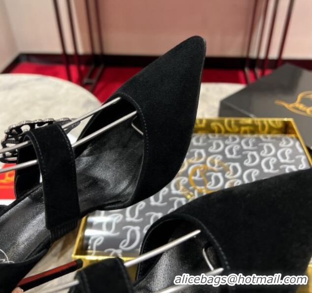 Buy Discount Christian Louboutin Giddylina Strappy Pumps 10cm in Suede Black 1223125