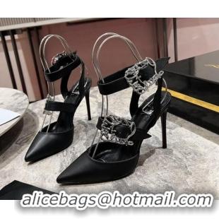 Pretty Style Christian Louboutin Giddylina Strappy Pumps 10cm in Calf Leather Black 1223126