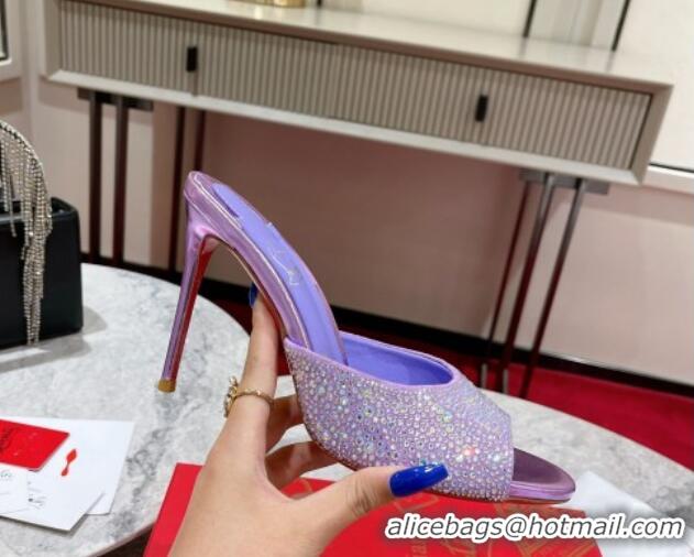 Best Product Christian Louboutin Me Dolly High Heel Slides Sandals 10cm in Strass Purple 1223127