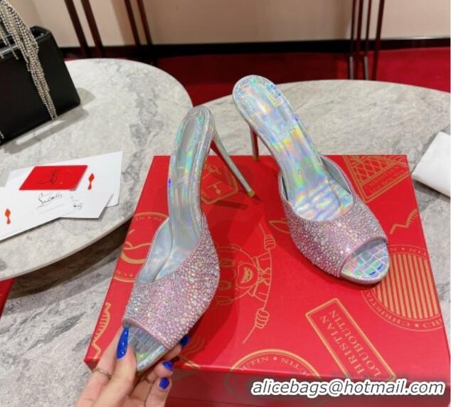 Big Discount Christian Louboutin Me Dolly High Heel Slides Sandals 10cm in Strass Pink 1223129