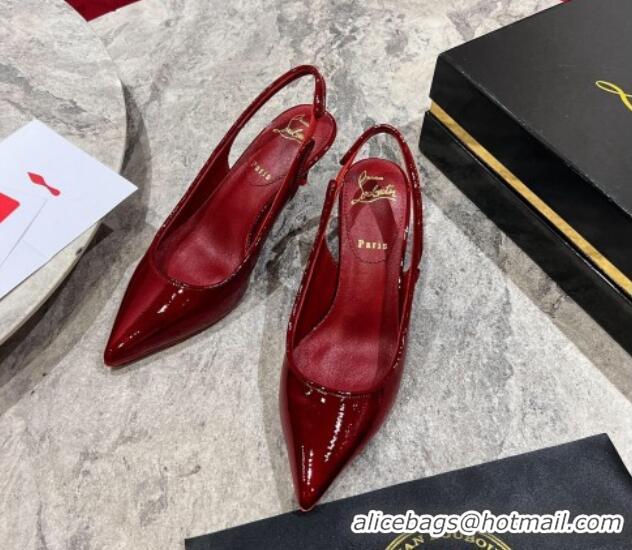 Cheap Price Christian Louboutin Sporty Kate Slingback Pumps 6.5cm in Patent Leather Red 1223136