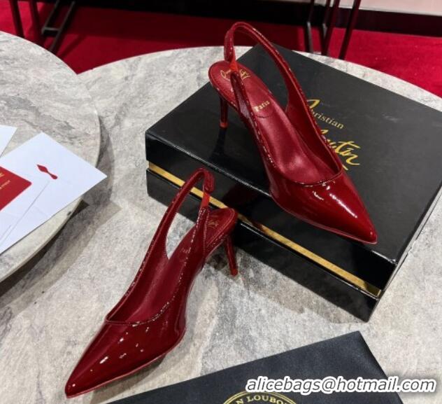 Cheap Price Christian Louboutin Sporty Kate Slingback Pumps 6.5cm in Patent Leather Red 1223136