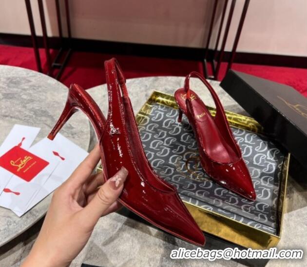 Cheap Price Christian Louboutin Sporty Kate Slingback Pumps 6.5cm in Patent Leather Red 1223136