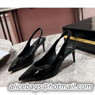 Grade Quality Christian Louboutin Sporty Kate Slingback Pumps 6.5cm in Patent Leather Black 1223137