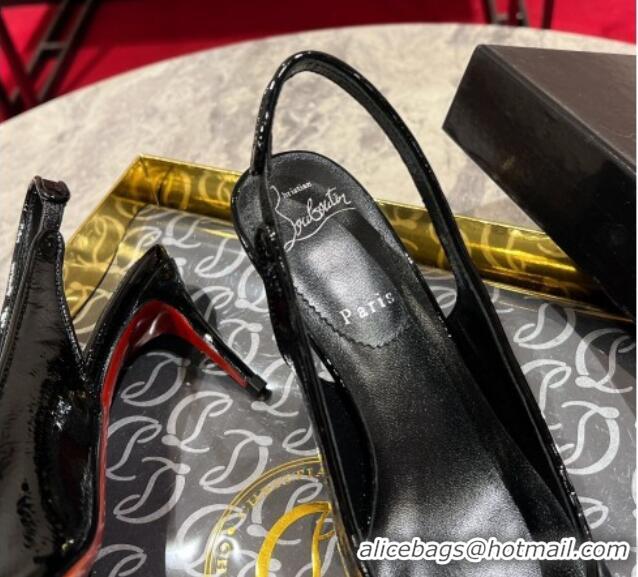 Grade Quality Christian Louboutin Sporty Kate Slingback Pumps 6.5cm in Patent Leather Black 1223137