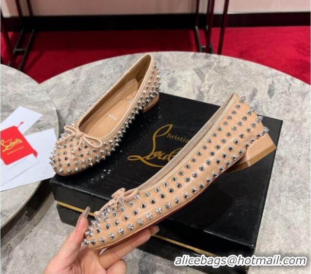 Purchase Christian Louboutin Sweet Jane Spikes Ballerinas Flat in Calf Leather Nude 1223138