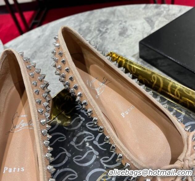 Purchase Christian Louboutin Sweet Jane Spikes Ballerinas Flat in Calf Leather Nude 1223138