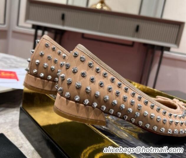 Purchase Christian Louboutin Sweet Jane Spikes Ballerinas Flat in Calf Leather Nude 1223138