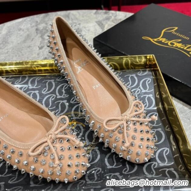 Purchase Christian Louboutin Sweet Jane Spikes Ballerinas Flat in Calf Leather Nude 1223138