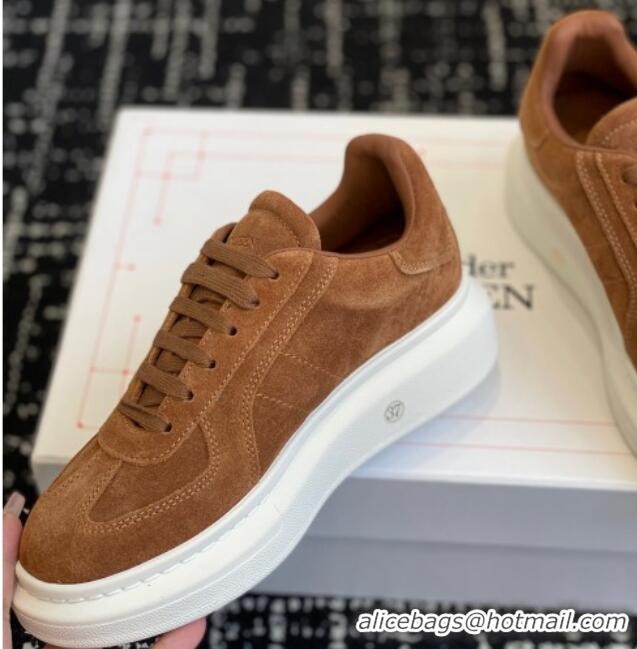 Best Price Alexander McQueen Oversized Retro Sneakers in Suede Brown 1114002