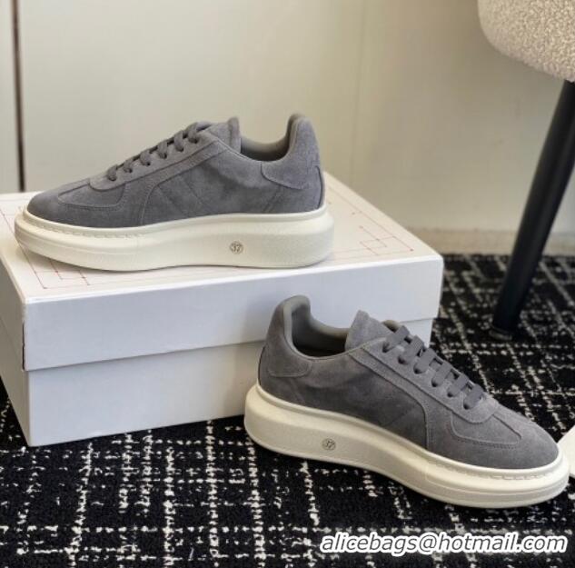 Classic Hot Alexander McQueen Oversized Retro Sneakers in Suede Dark Grey 1114003