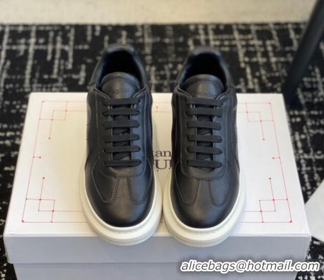 Grade Quality Alexander McQueen Oversized Retro Sneakers in Matte Silky Calfskin Black Upper 1114008