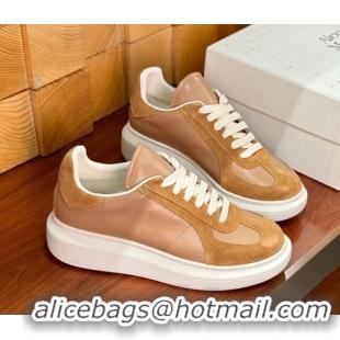 Popular Style Alexander McQueen Oversized Retro Sneakers in Calfskin and Suede Brown 1114010