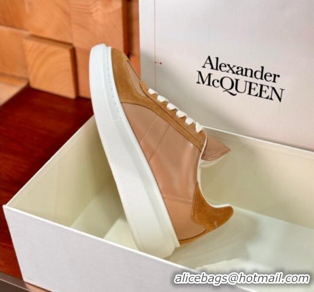 Popular Style Alexander McQueen Oversized Retro Sneakers in Calfskin and Suede Brown 1114010