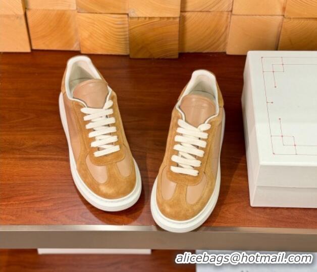 Popular Style Alexander McQueen Oversized Retro Sneakers in Calfskin and Suede Brown 1114010