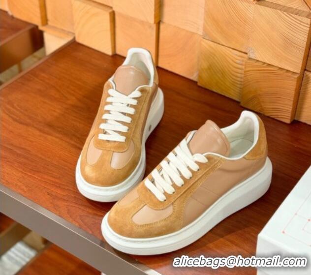 Popular Style Alexander McQueen Oversized Retro Sneakers in Calfskin and Suede Brown 1114010