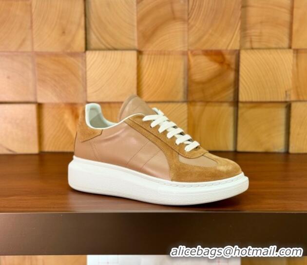 Popular Style Alexander McQueen Oversized Retro Sneakers in Calfskin and Suede Brown 1114010