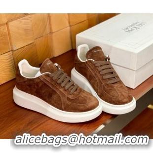 Most Popular Alexander McQueen Oversized Retro Sneakers in Suede Dark Brown 1114012