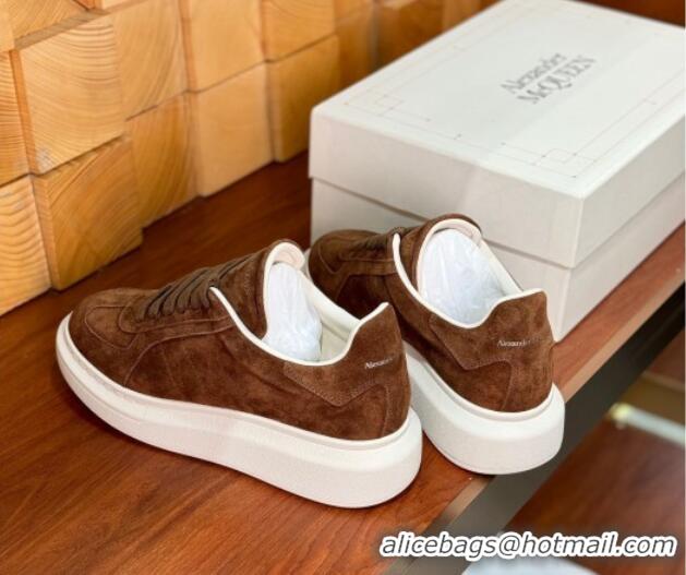 Most Popular Alexander McQueen Oversized Retro Sneakers in Suede Dark Brown 1114012