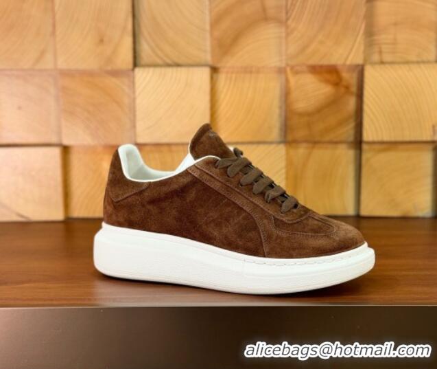 Most Popular Alexander McQueen Oversized Retro Sneakers in Suede Dark Brown 1114012