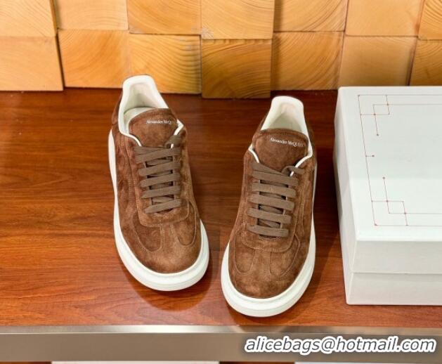 Most Popular Alexander McQueen Oversized Retro Sneakers in Suede Dark Brown 1114012