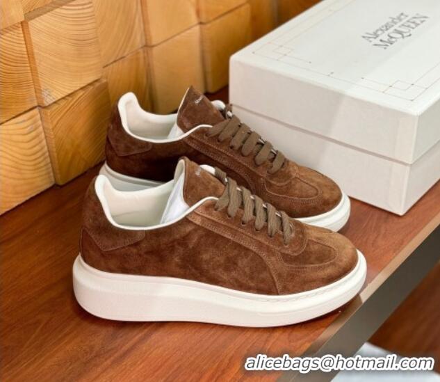 Most Popular Alexander McQueen Oversized Retro Sneakers in Suede Dark Brown 1114012