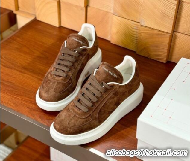 Most Popular Alexander McQueen Oversized Retro Sneakers in Suede Dark Brown 1114012